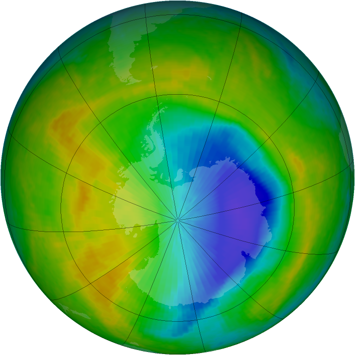 Antarctic ozone map for 05 November 2003